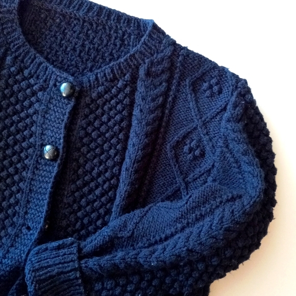 Vintage Sweaters - Vintage wool Knit Cardigan BLACK